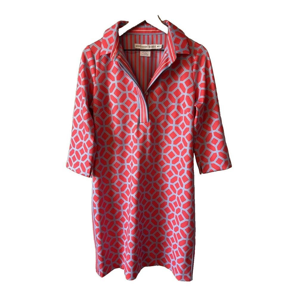 Gretchen Scott Coral Periwinkle Everywhere Lucy in the Sky Women's Dress Size M